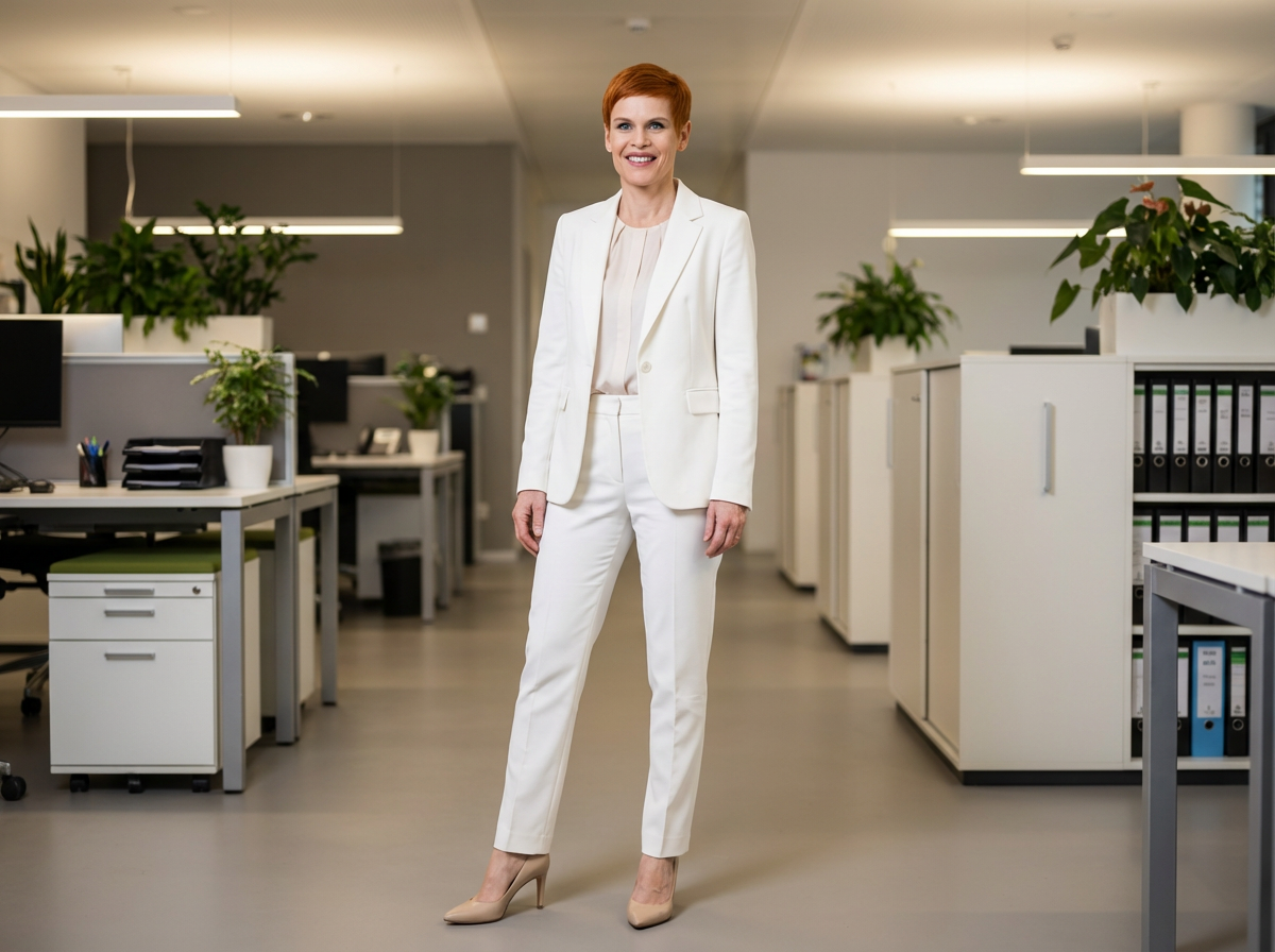 Moderner Hosenanzug Weiß